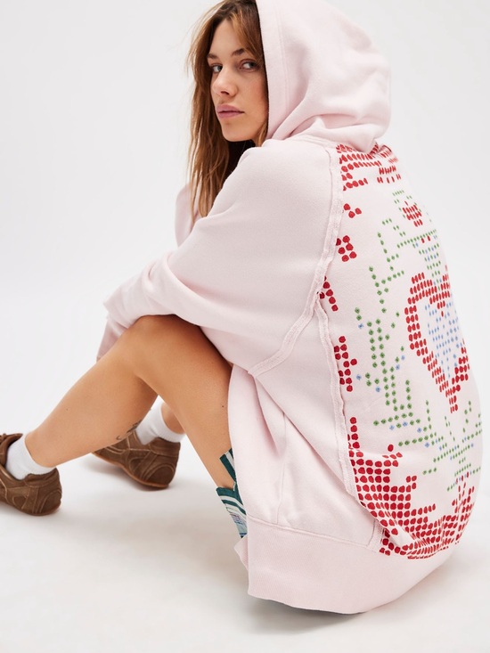 Free People Tops - Free People Keepsake Oversized Hoodie in Heart Combo
